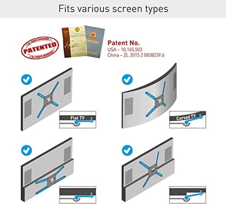Produktbild Barkan BM343LP für 13"-65" Flat/Curved TV, 4 Scharniere, Wandmontage, erweitert (Wand, 65", 36.20 kg)