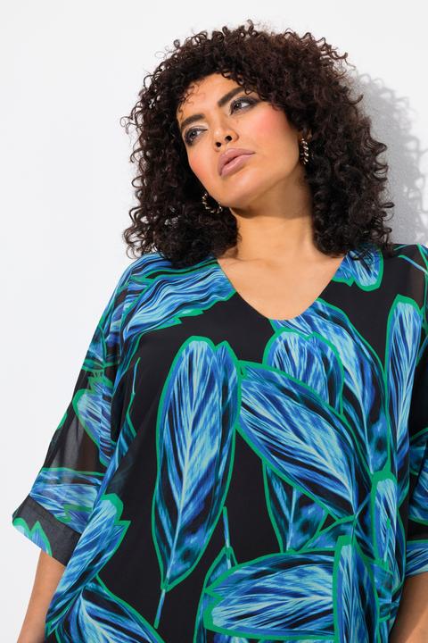 Immagine prodotto Ulla Popken Mantellina di chiffon dal taglio oversize con scollo a V e maniche a 3/4 (54)