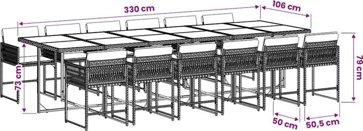 Produktbild vidaXL Garten Essgruppe (330 x 106 x 73 cm)