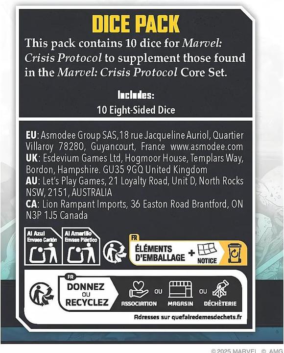 Actual product image Atomic Mass Games Marvel Crisis Protocol Dice Pack (Fr-De-En-Es)
