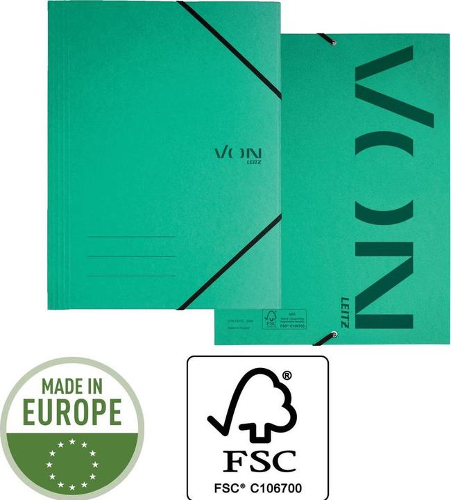 Produktbild von Gummibandmappe A4, Grün, 5 Stück (A4, 5x)