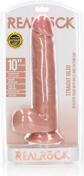 Actual product image RealRock Straight Realistic Dildo with Balls and Suction Cup - 10"/ 25,5 cm
