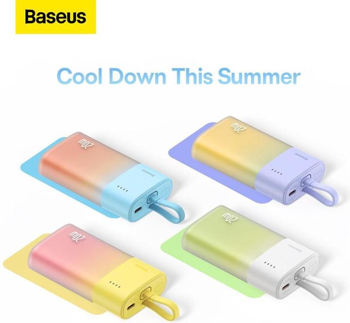 Immagine prodotto Baseus Popsicle 5200mAh 20W Powerbank with Built-in Lightning Cable (+ White Simple USB-C - U (5200 mAh, 20 W)