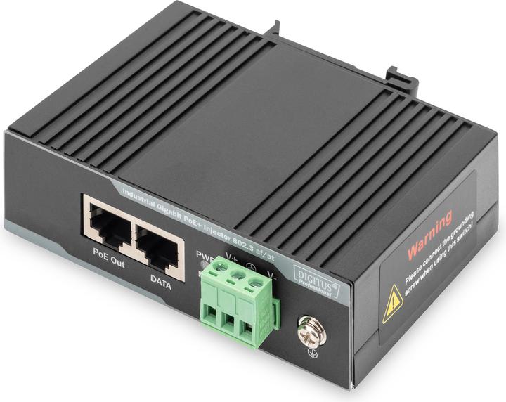 Immagine prodotto Digitus Iniettore industriale Gigabit PoE+ 802.3 af/at 60W di potenza in uscita Montaggio su guida DIN e a (802,3at (PoE+), 802.3af (PoE), 60 W)