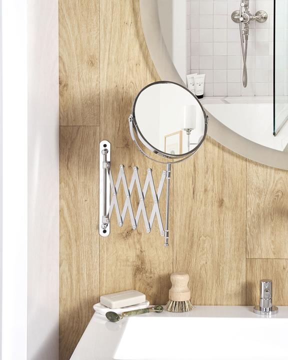 Actual product image Beliani Wall mirror with pull-out function ø 19 cm silver YVELINES