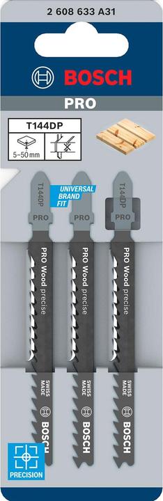 Actual product image Bosch Professional Zubehör PRO Wood precise T144DP Jigsaw blade, 100 mm, 3 pcs.