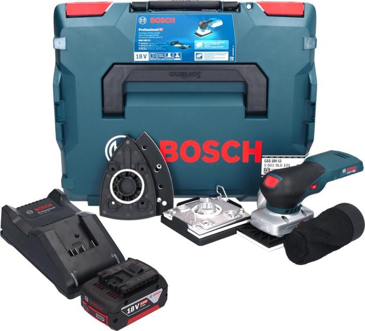 Produktbild Bosch Professional Bosch GSS 18V-13 Akku Schwingschleifer 18 V + 1x Akku 5,0 Ah + LadegerÃ¤t + L-BOXX (Schwingschleifer)