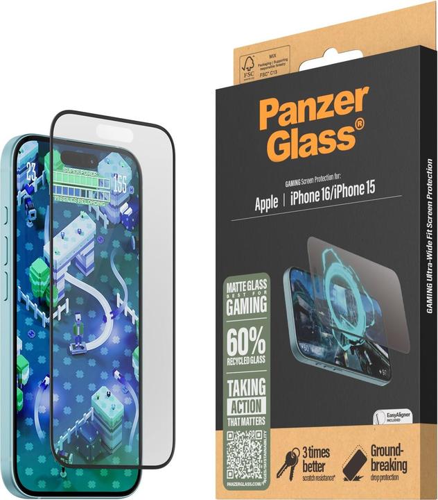 Actual product image PanzerGlass Gaming UWF (1 pcs., Apple iPhone 15, Apple iPhone 16)