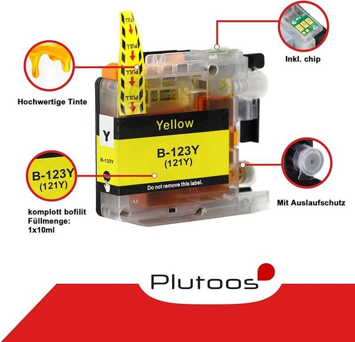 Immagine prodotto Plutoos Brother LC-123Y Cartuccia XXL compatibile, giallo (Y)