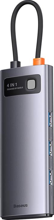 Actual product image Baseus Metal Gleam Series 4-in-1 Multifunctional Type-C HUB Docking Station GrayType-C to USB3.0*4 (USB-C, 4 Ports)