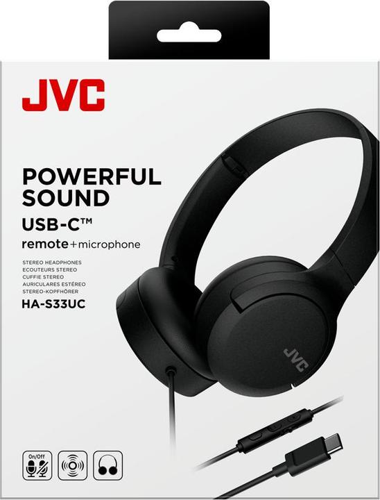 Productafbeelding JVC HA-S33UC USB-C hoofdtelefoon - Zwart (HAS33UCBU) (Bedraad)