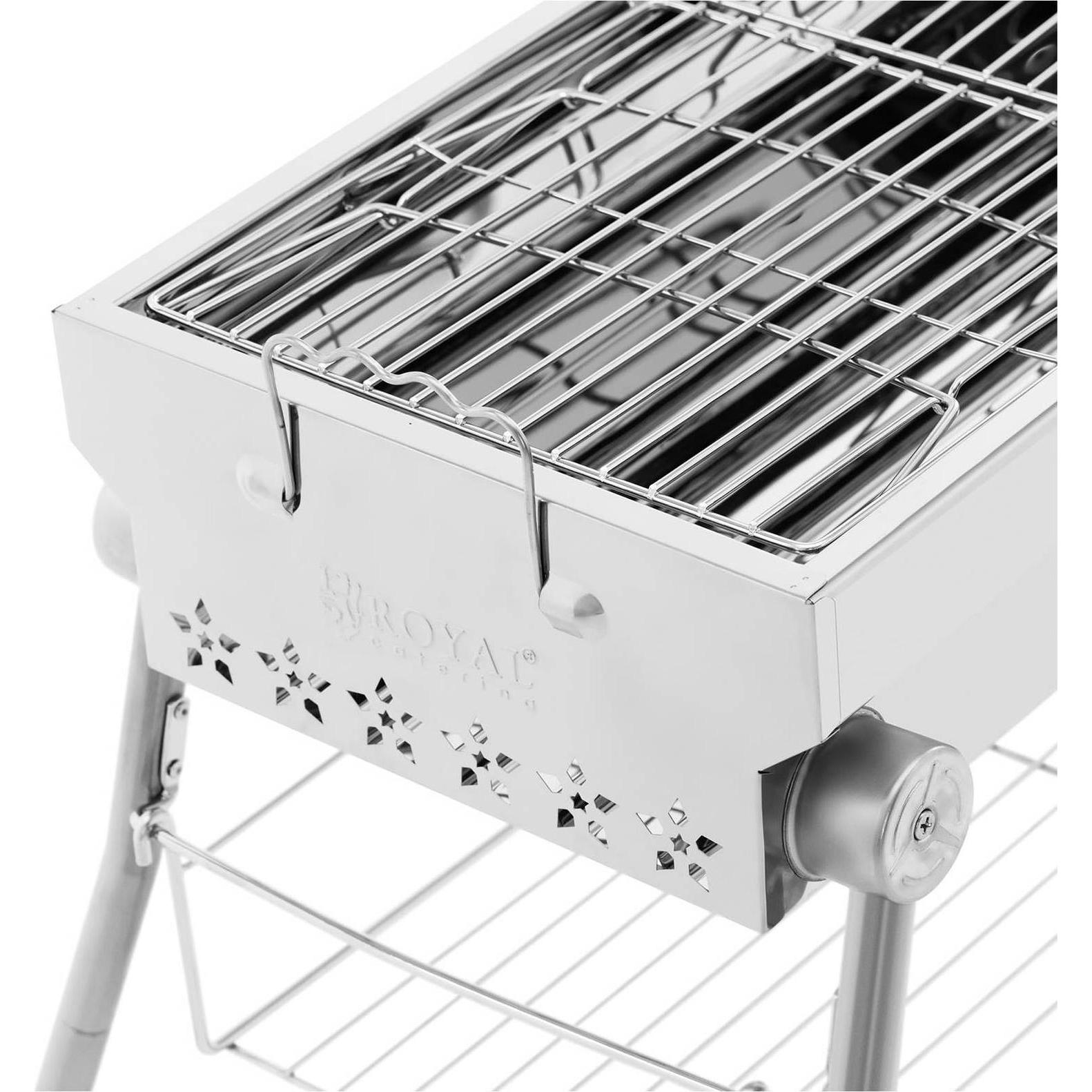 Thumbnail - Royal Catering, Holzkohlegrill, Holzkohlegrill klappbar 53 x 26 cm Edelstahl, verzinkter Stahl Klappgrill (26 cm)