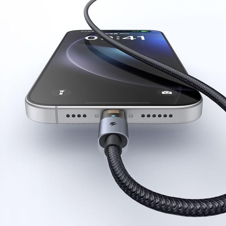 Actual product image Mcdodo - Lightning to USB-A, Transparent Cable with Charging Light, 1.2m, Black (1.20 m)