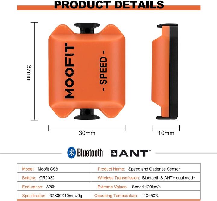 Produktbild Moofit Geschwindigkeitssensor & Trittfrequenzsensor