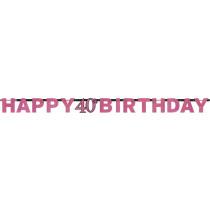 Actual product image Amscan Guirlande Happy Birthday "40 ans" Rose (1 Piece)
