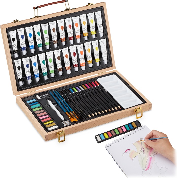 Immagine prodotto Relaxdays Valigetta con kit da pittura e disegno