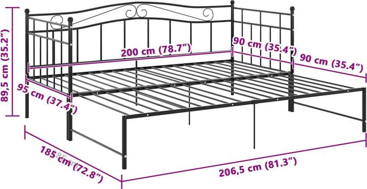 Produktbild vidaXL Schlafsofa-Gestell (90 x 200 cm)