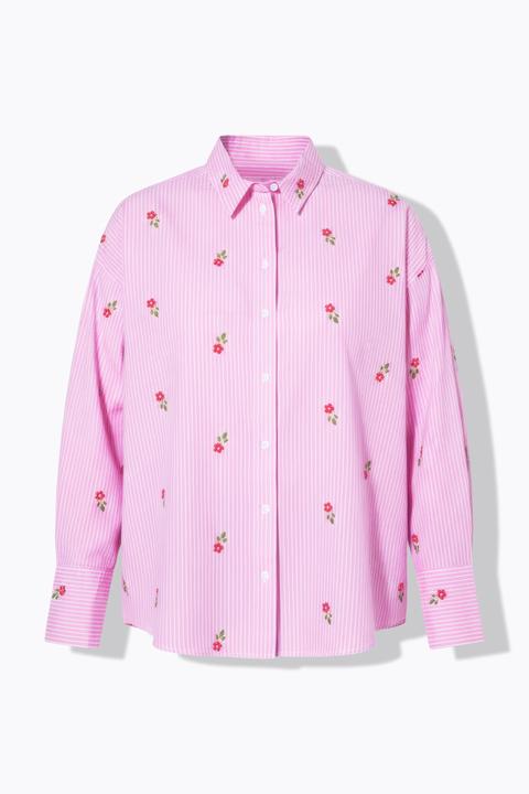 Produktbild Studio Untold Streifenhemd, Oversize Shape, Blüten-Stickmuster (54)