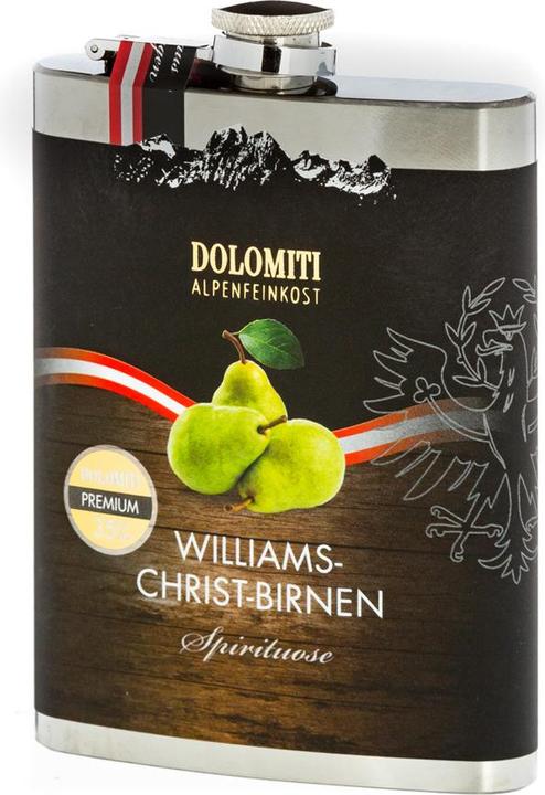 Produktbild Dolomiti Alpenfeinkost Dolomiti Flachmann Williams-Schnaps 0,2l (200 ml)