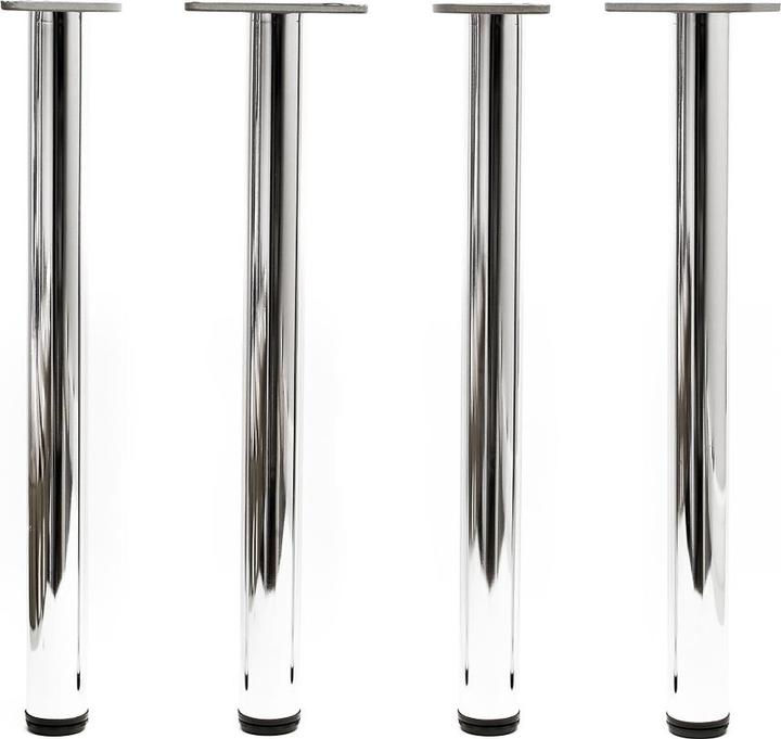 Actual product image Wiltec Stainless Steel Table legs set of 4 Chrome Furniture foot adjustable Ø60mm 870mm