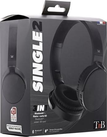 Actual product image T'nB TNB Casque bluetooth Single 2 Noir (8 h, Wireless)