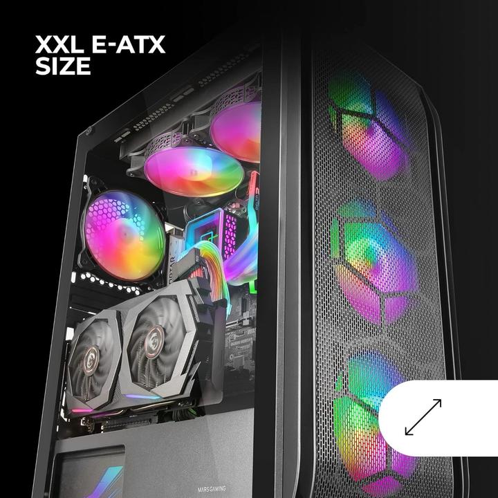 Produktbild Mars Gaming Boitier Moyen Tour E-Atx Mc-Kx RGB Avec Panneau Vitré (Noir) (ATX, E-ATX, mATX, Mini-ITX)