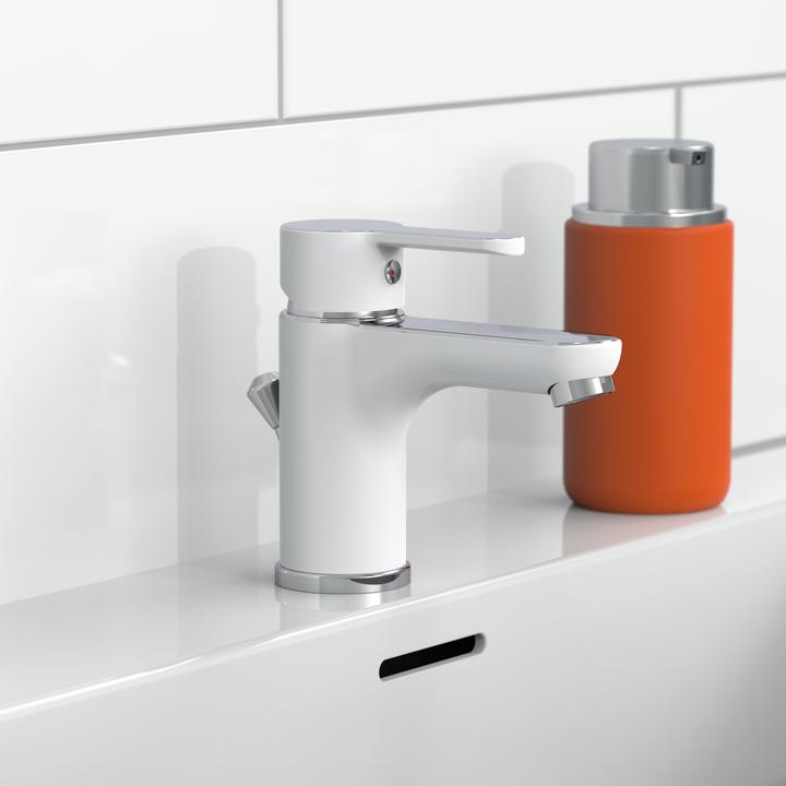 Actual product image Eisl Bathroom tap DIZIANI basin mixer white chrome single lever mixer tap NI075DINWCR