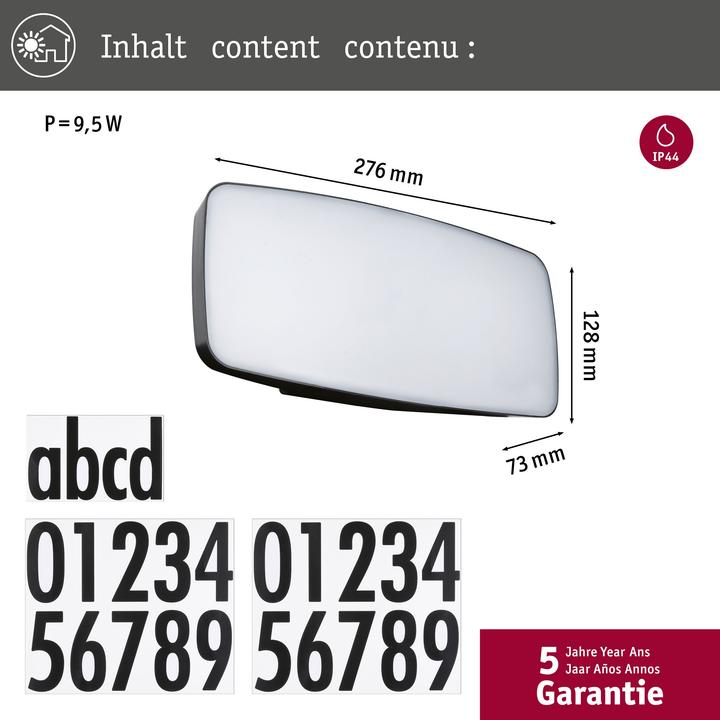 Image du produit Paulmann Lampe de numérotation extérieure 230V Sheera (820 lm, IP44)