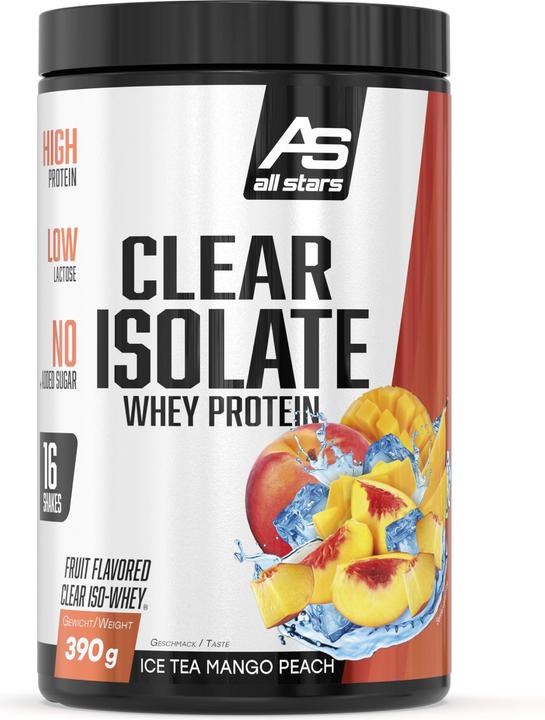Immagine prodotto All Stars Proteine Whey Isolate Clear (barattolo da 390 g) (Tè freddo al mango e pesca, 1 pz., 390 g)