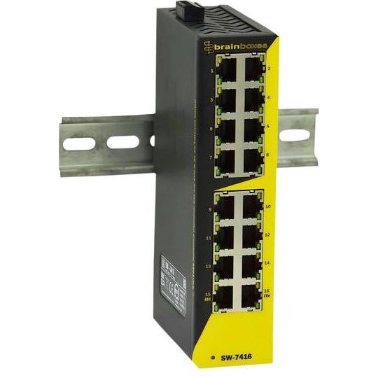 Brainboxes Switch Ethernet, 16 porte RJ45, 1Gbps, non gestito (16 porte), Switch di rete