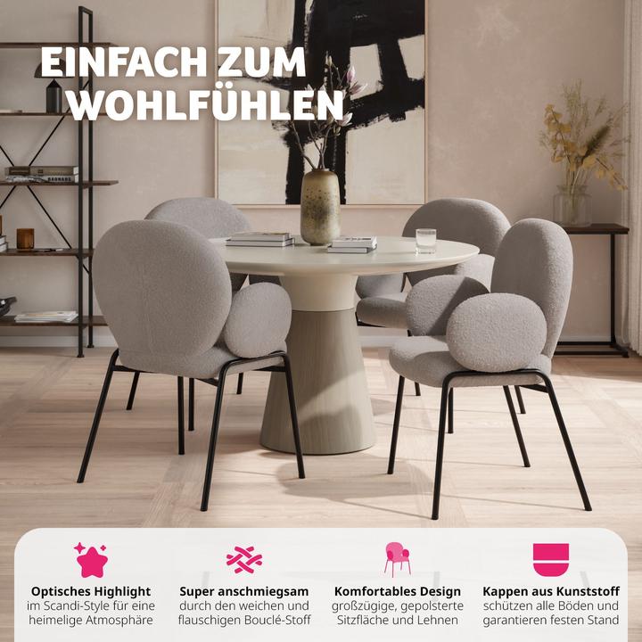 Produktbild tectake 4er Set Scandi gepolstert