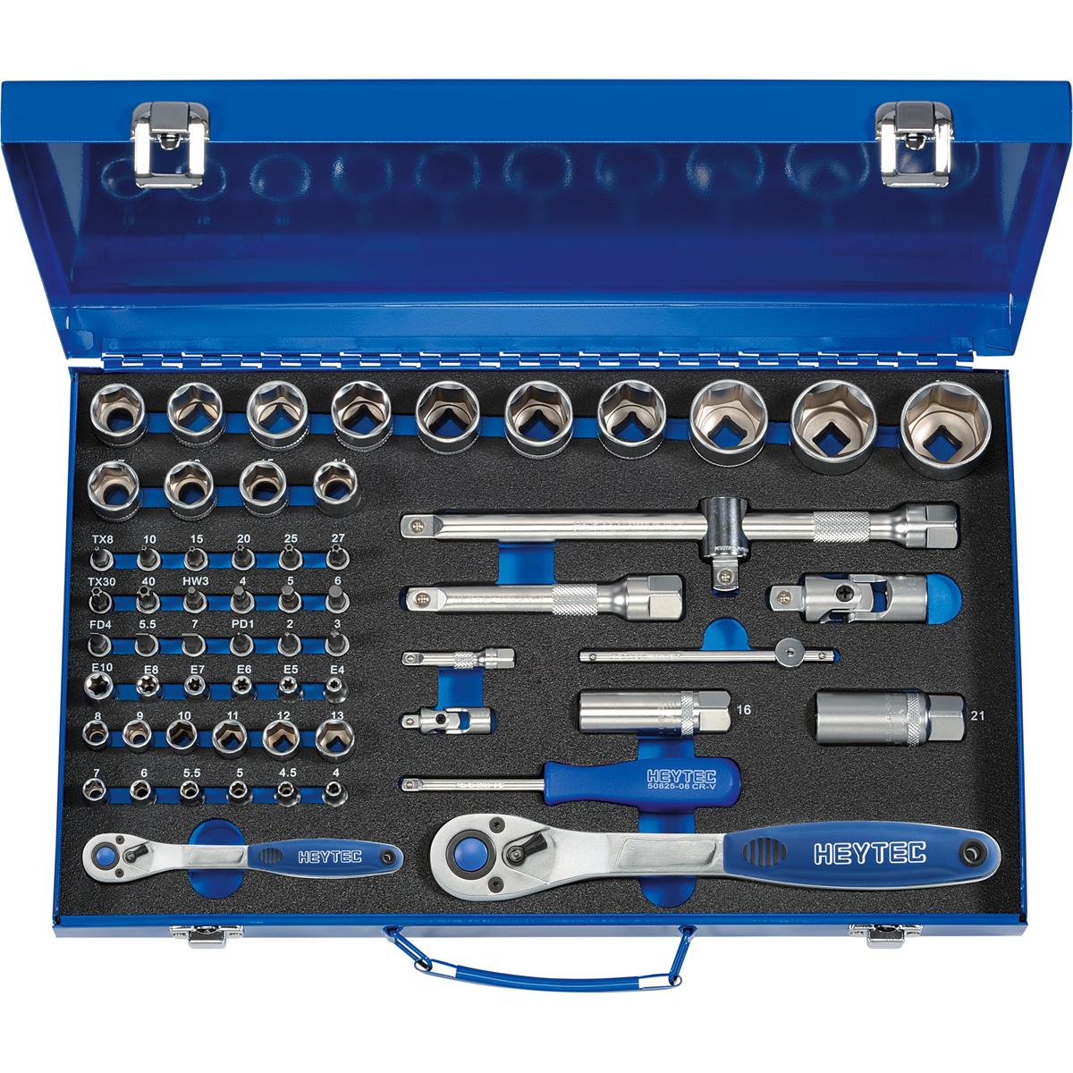 HEYTEC, Steckschlüssel + Stecknuss, Steckschlüsselgarnitur, 61-tlg.