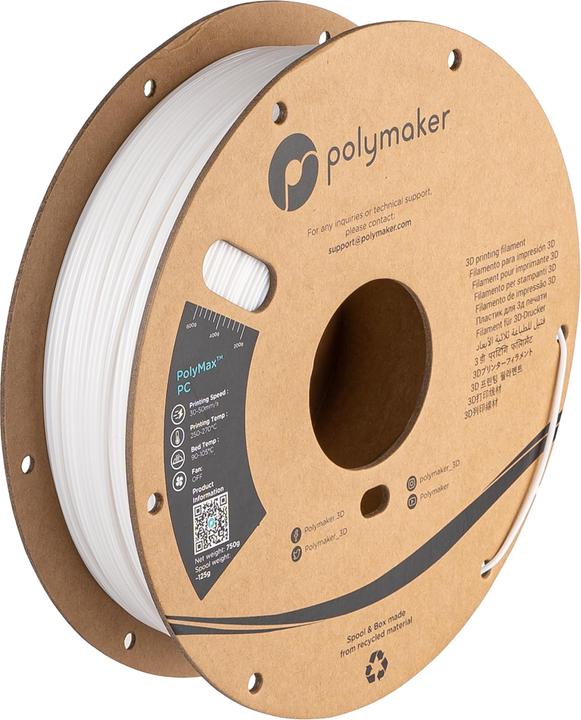 Produktbild Polymaker PC02002 Polymax Tough Filament PC (Polycarbonat) hohe Steifigkeit, hit (Carbon, 1.75 mm, 750 g)