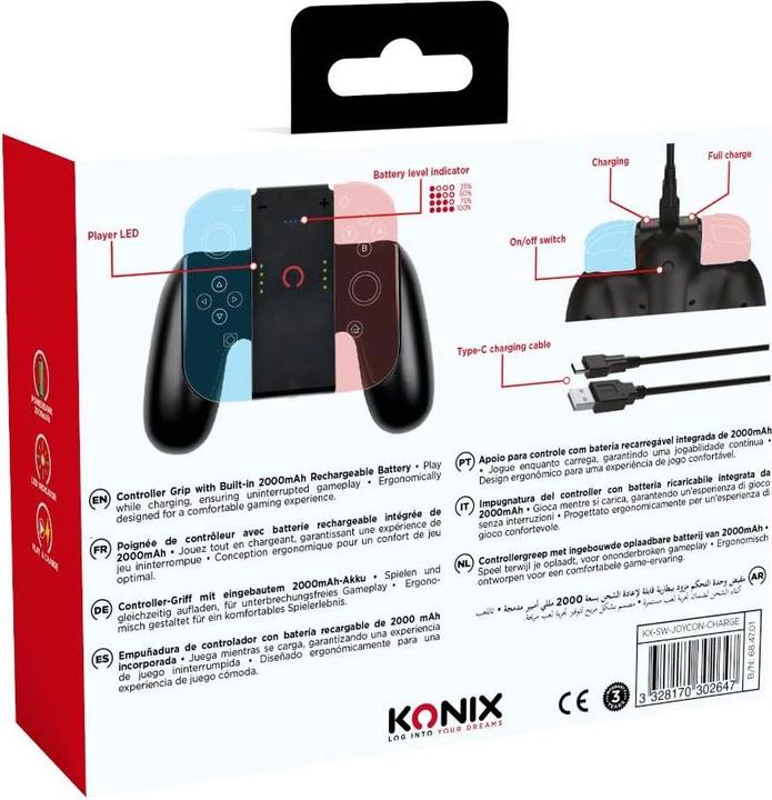 Produktbild Konix Joy-Con Charging Comfort Grip (Switch, Switch 2, Switch Lite, Switch OLED)