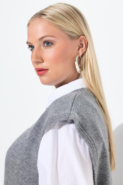 Produktbild Ulla Popken Pullunder, Strukturstreifen, Glitter, Rundhals, ärmellos (54)