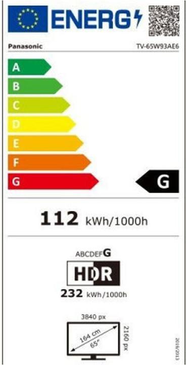 Energy Label Panasonic TV-65W93AE6 (65", LCD, UHD, 2023)