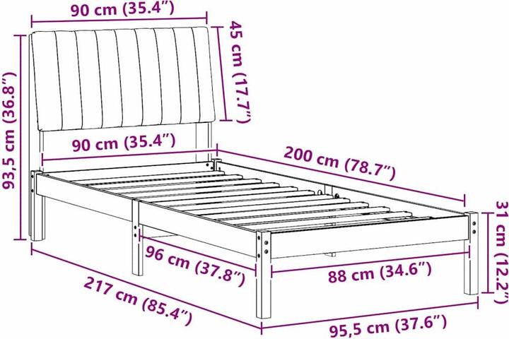 Actual product image vidaXL Bettgestell (90 x 200 cm)