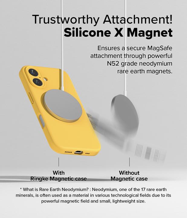 Produktbild Ringke Case for iPhone 16 SILICONE MAGNETIC YELLOW (Apple iPhone 16)