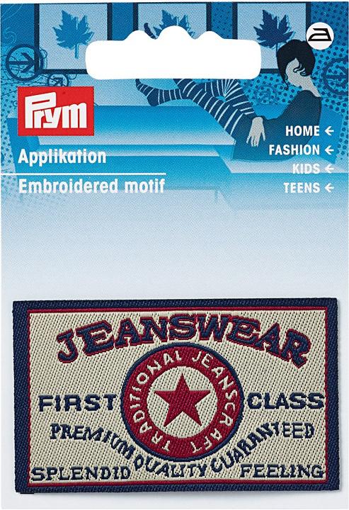Actual product image Prym Application jeans label, rectangle, jeanswear, first class (6 x 3.50 cm)