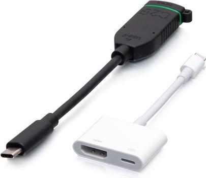 Image du produit C2G Boucle d’adaptateurs universelle dongle HDMI® 4K avec USB-C® et Lightning à code couleur