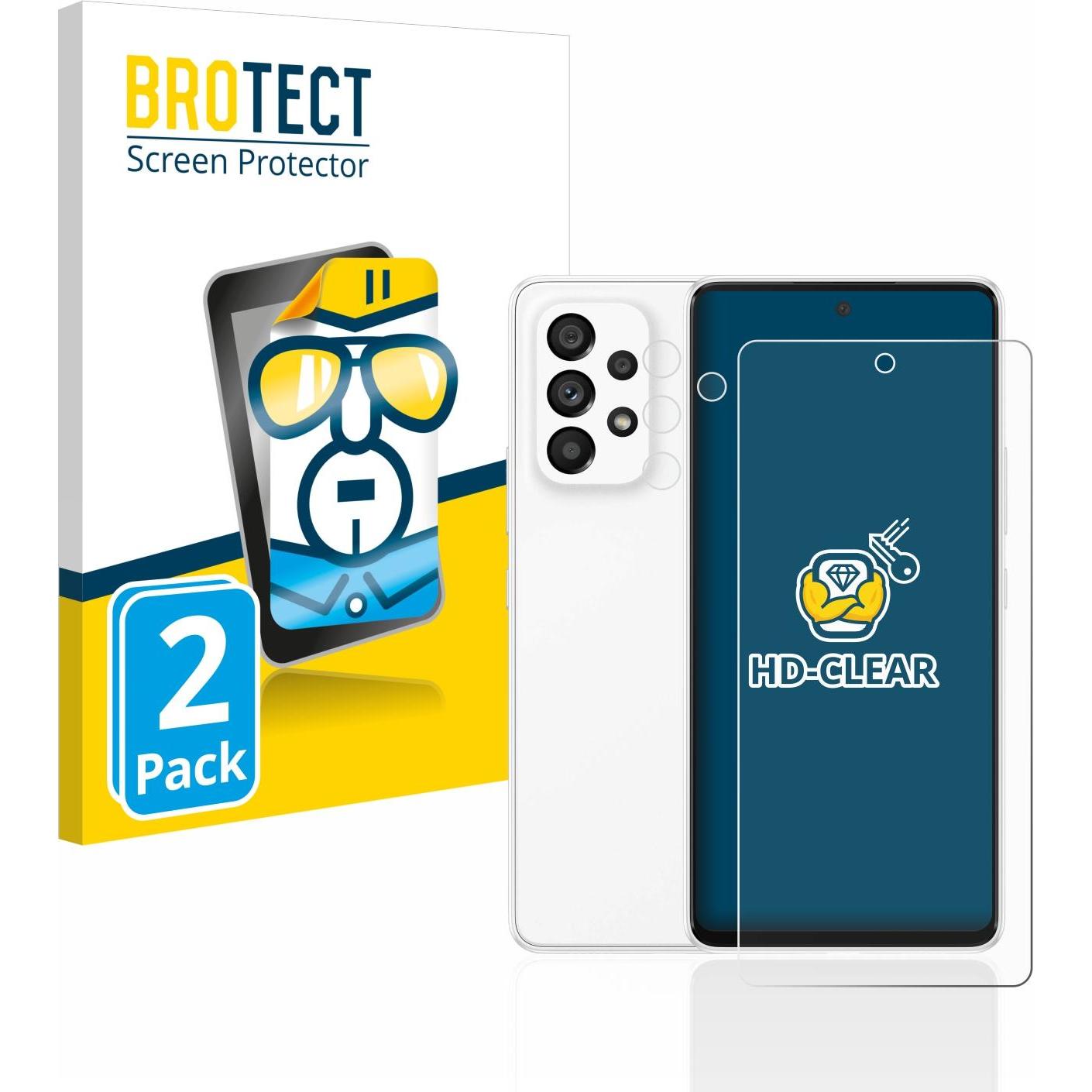 BROTECT Schutzfolie Displayschutz Klar (2 Stück, Samsung Galaxy A53 5G), Smartphone Schutzfolie, Transparent