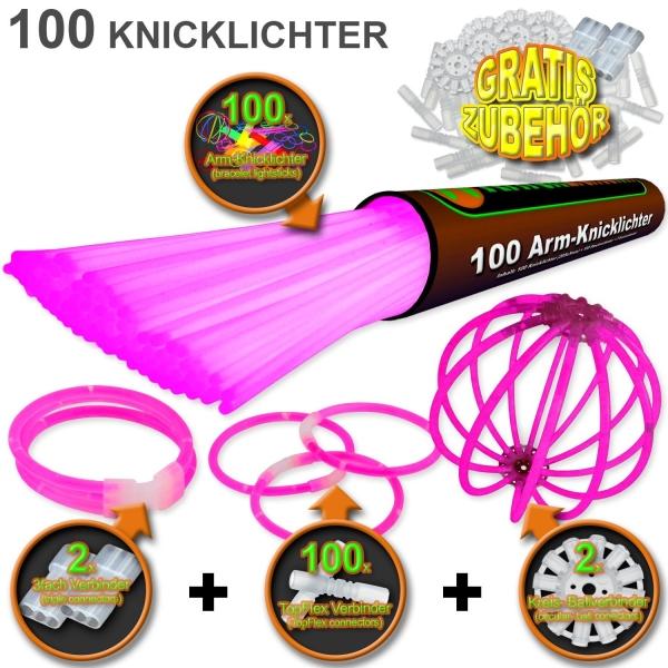 Actual product image Knicklichter 100 arm bend lights in PINK incl. highly flexible TopFlex connectors (100 Piece)