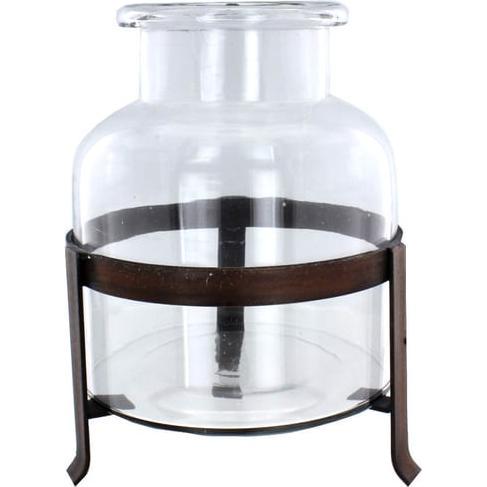 MICA Living, Windlicht, Windlicht - schwarz - Glas und Metall - ca. 18 x 25,5 cm