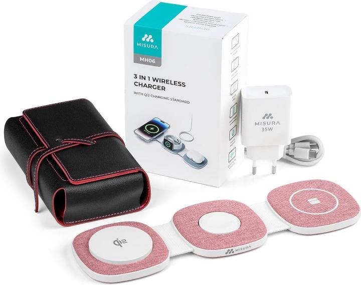 Actual product image Misura MH06 Foldable wireless magnetic charger - ROSE (35 W)