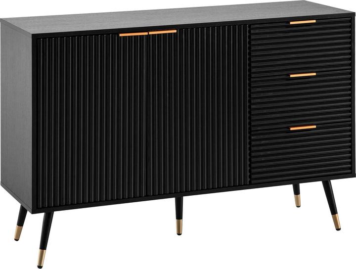 Produktbild FineBuy Sideboard Anrichte 120 cm Schwarz Eiche Dekor Kommode Standschrank