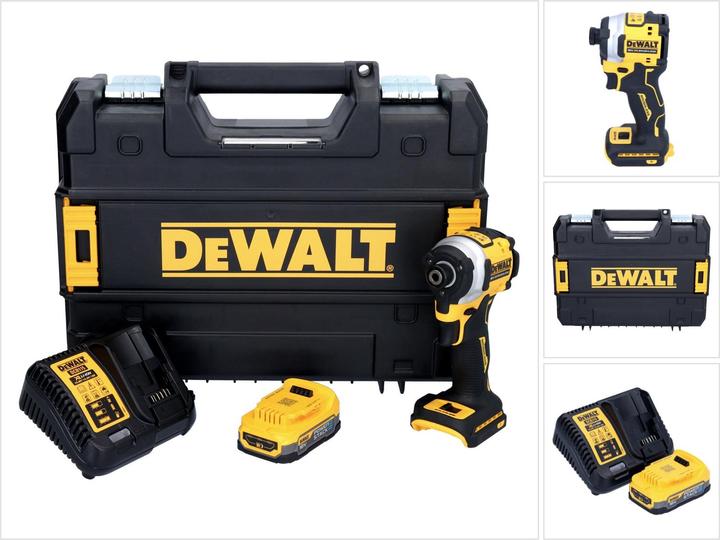 Produktbild DeWalt DCF 850 E1T Akku Schlagschrauber 18 V 205 Nm 1/4" Brushless + 1x Akku 1,7 Ah + LadegerÃ¤t + (Akkubetrieb)