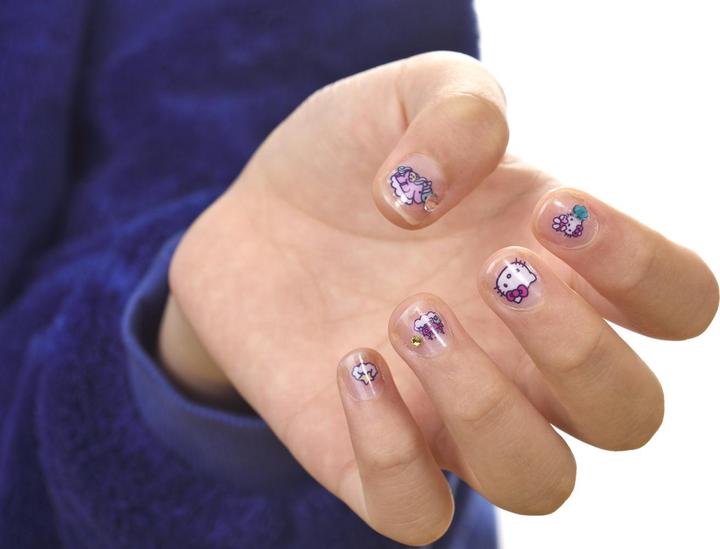 Actual product image Take Care Hello Kitty Sticker ongles Display