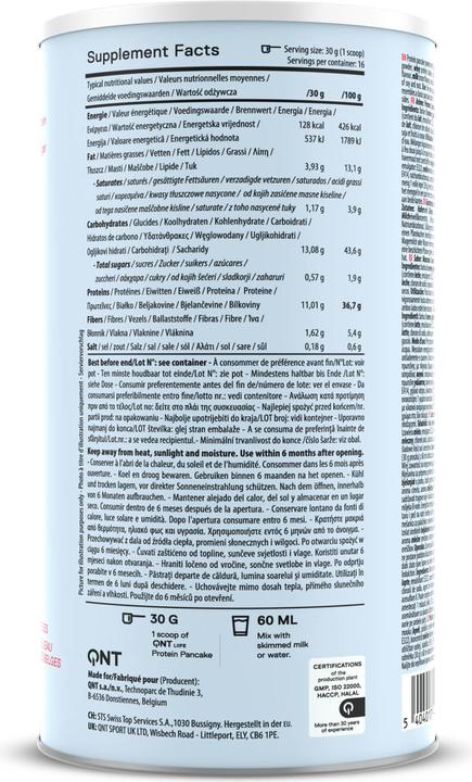 Nährwerte und Zutaten QNT Protein Pancake (Apfel Zimt, 1 x, 500 g)