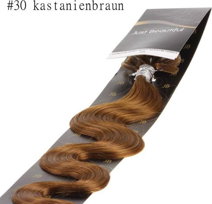 Actual product image Hair2heart Microloop Extensions 200 x 1 g Real Hair 50 cm Straight 8 Light Brown (8 Light Brown, 50 cm)