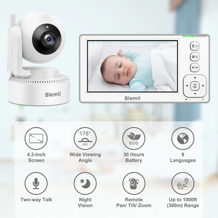 Immagine prodotto Blemil Video-Babyphone mit 29h Akku und Nachtsicht (Video e audio)